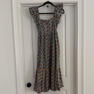 Chic Multicolor Floral Midi Dress